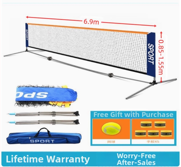 Lauko mobilus nerūdijančio plieno nešiojamas paprastas teniso tinklo stovas lauko, vidaus, standartinis trumpas teniso stovas namams