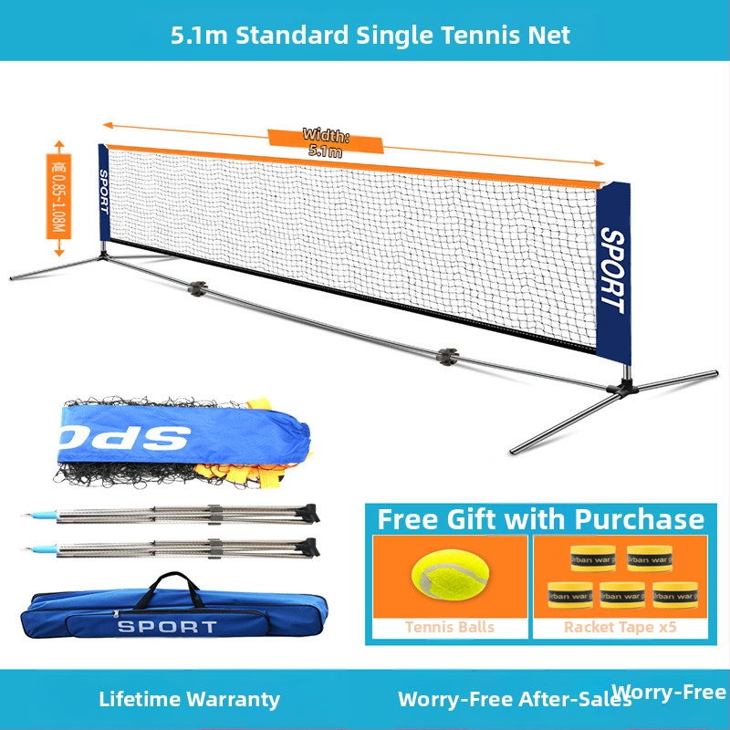 Lauko mobilus nerūdijančio plieno nešiojamas paprastas teniso tinklo stovas lauko, vidaus, standartinis trumpas teniso stovas namams