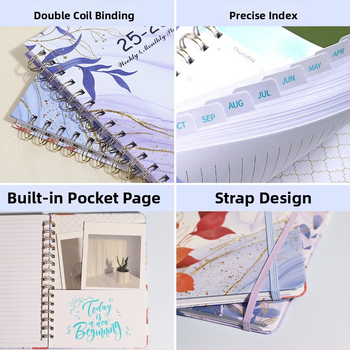 26-годишен пълен цветен английски планировчик, седмичен дневник A5, учебен график, тетрадка с вмъкване