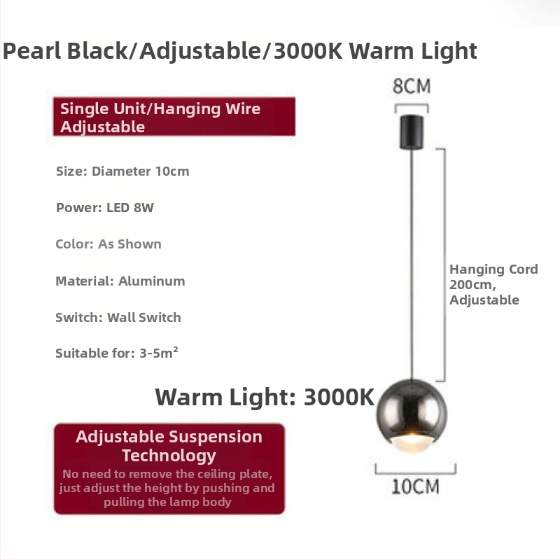 Öökülje rippvalgusti internetist populaarne rippvalgusti reguleeritava kõrgusega magamistoa öökülje rippvalgusti uue stiiliga väike rippvalgusti ühe kangaga nööriga rippvalgusti