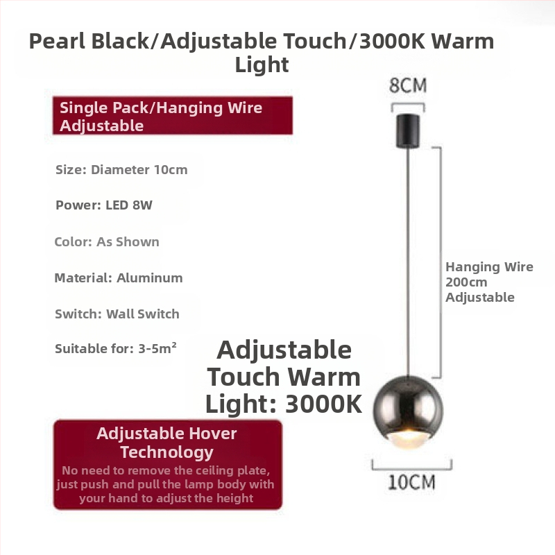 Öökülje rippvalgusti internetist populaarne rippvalgusti reguleeritava kõrgusega magamistoa öökülje rippvalgusti uue stiiliga väike rippvalgusti ühe kangaga nööriga rippvalgusti