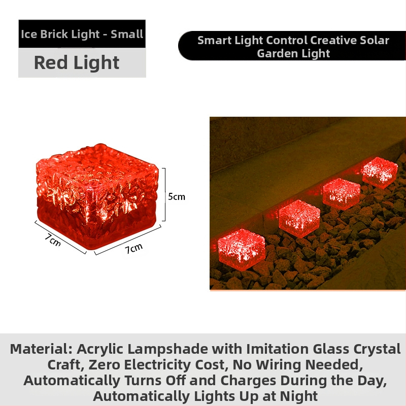 Päikeseenergial töötav LED-jääkivi lamp klaasist imitatsiooniga välistingimustes kasutatav sisehoovi põrandaplaadi lamp aia maastiku dekoratiivne maa-alune lamp telkimislamp