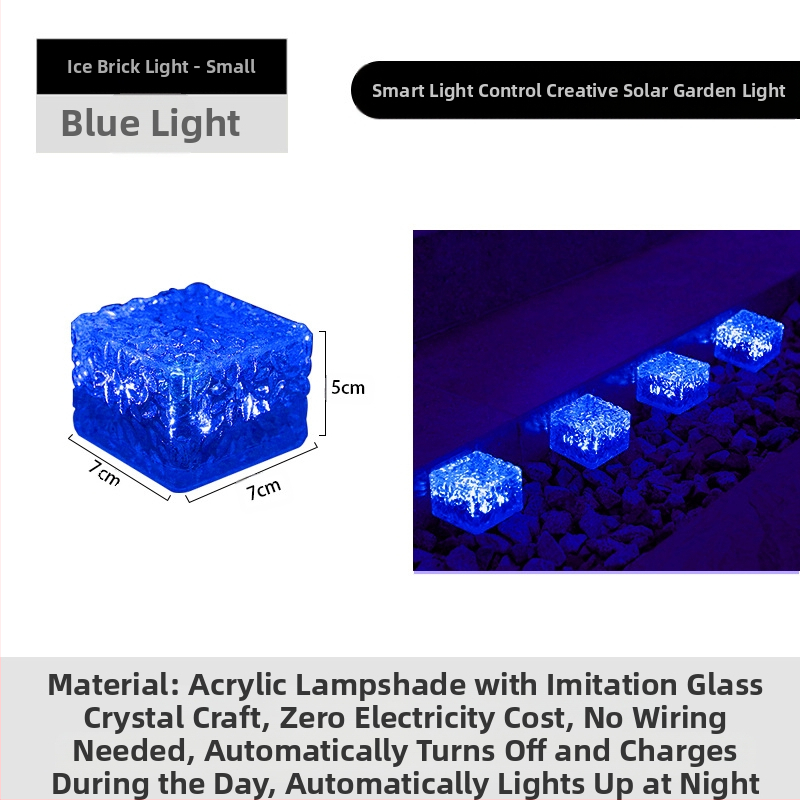 Päikeseenergial töötav LED-jääkivi lamp klaasist imitatsiooniga välistingimustes kasutatav sisehoovi põrandaplaadi lamp aia maastiku dekoratiivne maa-alune lamp telkimislamp