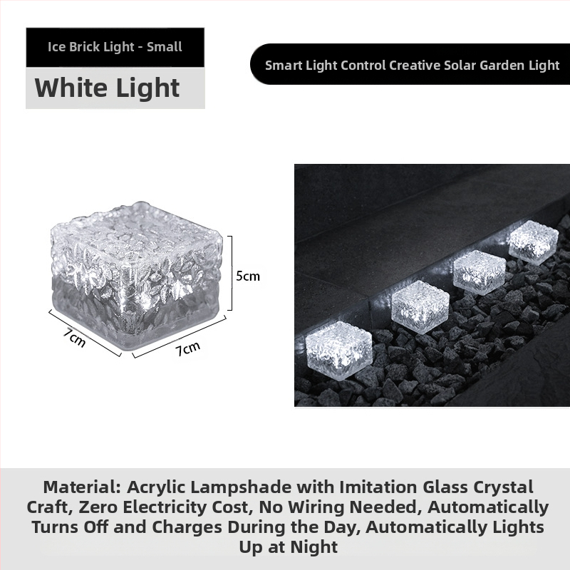 Päikeseenergial töötav LED-jääkivi lamp klaasist imitatsiooniga välistingimustes kasutatav sisehoovi põrandaplaadi lamp aia maastiku dekoratiivne maa-alune lamp telkimislamp