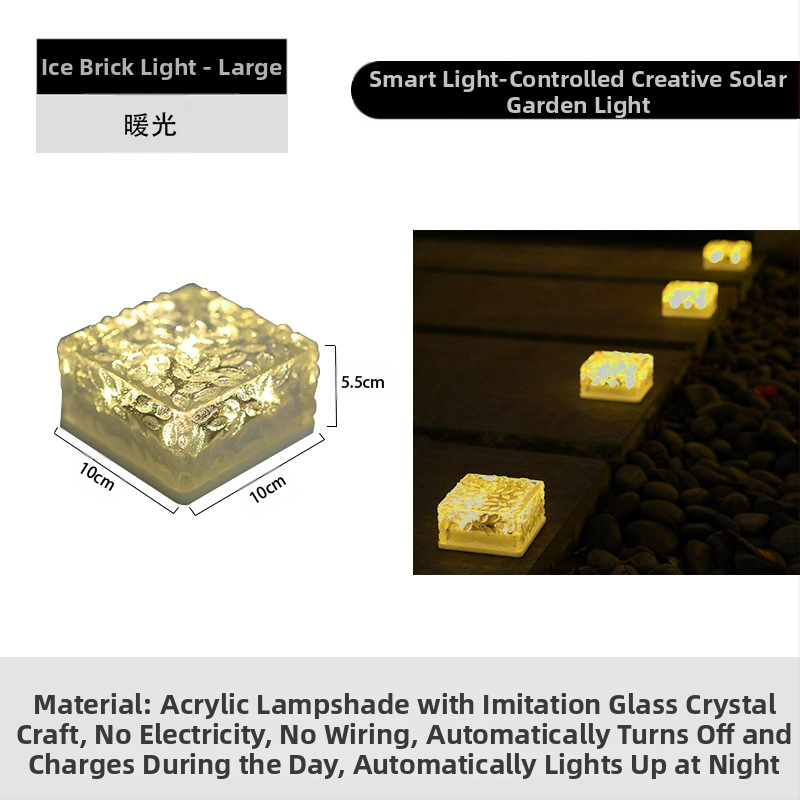 Päikeseenergial töötav LED-jääkivi lamp klaasist imitatsiooniga välistingimustes kasutatav sisehoovi põrandaplaadi lamp aia maastiku dekoratiivne maa-alune lamp telkimislamp