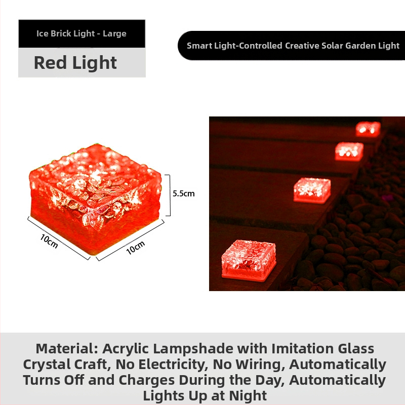 Päikeseenergial töötav LED-jääkivi lamp klaasist imitatsiooniga välistingimustes kasutatav sisehoovi põrandaplaadi lamp aia maastiku dekoratiivne maa-alune lamp telkimislamp