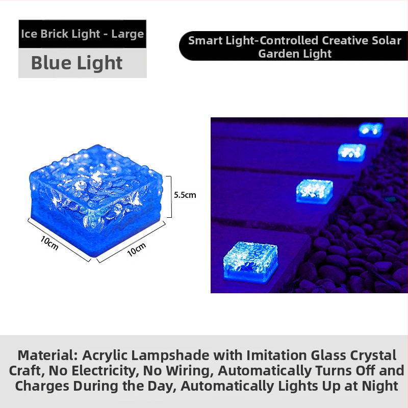 Päikeseenergial töötav LED-jääkivi lamp klaasist imitatsiooniga välistingimustes kasutatav sisehoovi põrandaplaadi lamp aia maastiku dekoratiivne maa-alune lamp telkimislamp