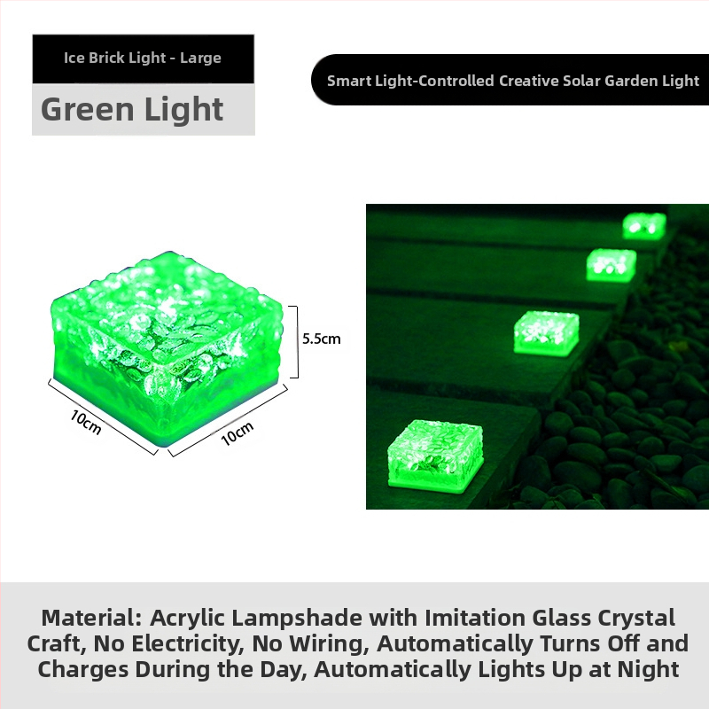 Päikeseenergial töötav LED-jääkivi lamp klaasist imitatsiooniga välistingimustes kasutatav sisehoovi põrandaplaadi lamp aia maastiku dekoratiivne maa-alune lamp telkimislamp