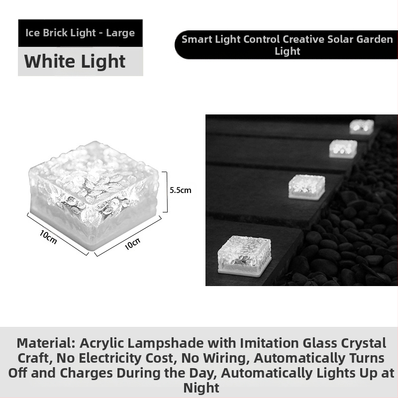 Päikeseenergial töötav LED-jääkivi lamp klaasist imitatsiooniga välistingimustes kasutatav sisehoovi põrandaplaadi lamp aia maastiku dekoratiivne maa-alune lamp telkimislamp