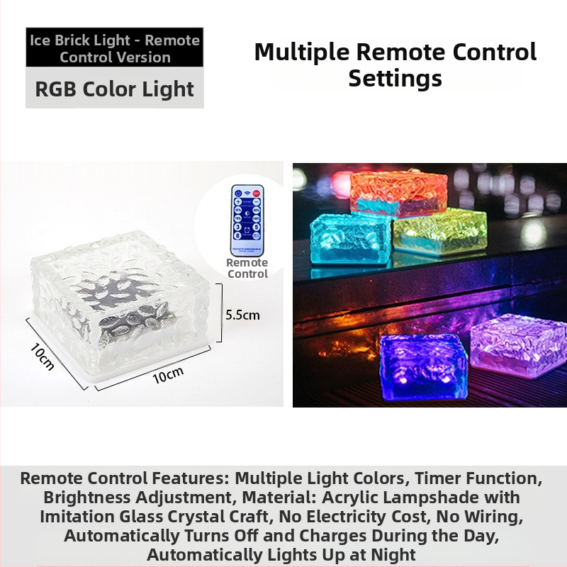 Päikeseenergial töötav LED-jääkivi lamp klaasist imitatsiooniga välistingimustes kasutatav sisehoovi põrandaplaadi lamp aia maastiku dekoratiivne maa-alune lamp telkimislamp