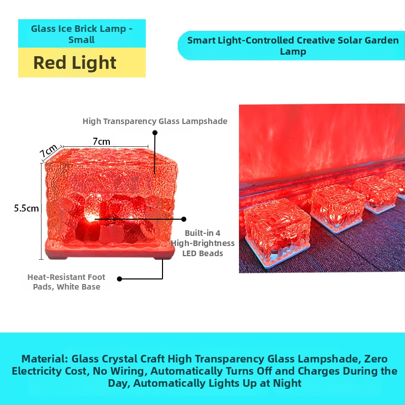 Päikeseenergial töötav LED-jääkivi lamp klaasist imitatsiooniga välistingimustes kasutatav sisehoovi põrandaplaadi lamp aia maastiku dekoratiivne maa-alune lamp telkimislamp