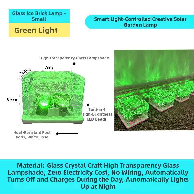 Päikeseenergial töötav LED-jääkivi lamp klaasist imitatsiooniga välistingimustes kasutatav sisehoovi põrandaplaadi lamp aia maastiku dekoratiivne maa-alune lamp telkimislamp