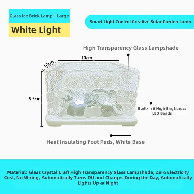Päikeseenergial töötav LED-jääkivi lamp klaasist imitatsiooniga välistingimustes kasutatav sisehoovi põrandaplaadi lamp aia maastiku dekoratiivne maa-alune lamp telkimislamp