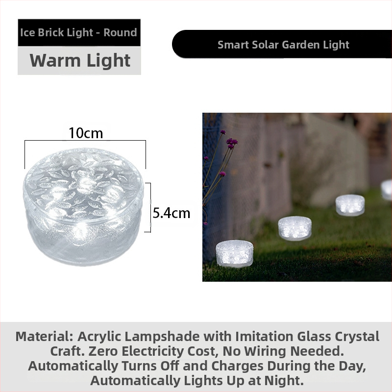 Päikeseenergial töötav LED-jääkivi lamp klaasist imitatsiooniga välistingimustes kasutatav sisehoovi põrandaplaadi lamp aia maastiku dekoratiivne maa-alune lamp telkimislamp