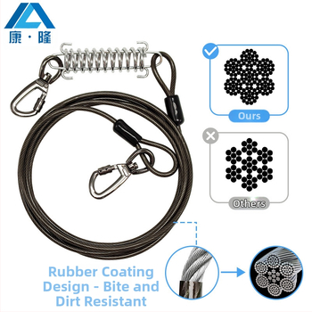 Λουρί από χαλύβδινο σύρμα για κατοικίδια, αντιολισθητικό σχοινί έλξης με εκτεταμένο σχοινί από χαλύβδινο σύρμα, λουρί σκύλου με πάχος 20ft για υπαίθριο σκύλο