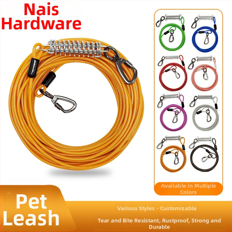 Lemmikloomade terastraadist jalutusrihm hammustusvastane veojõuköis pikendatud terastraadist koerarihm paksendatud 20 jala pikkune õuekoerarihm