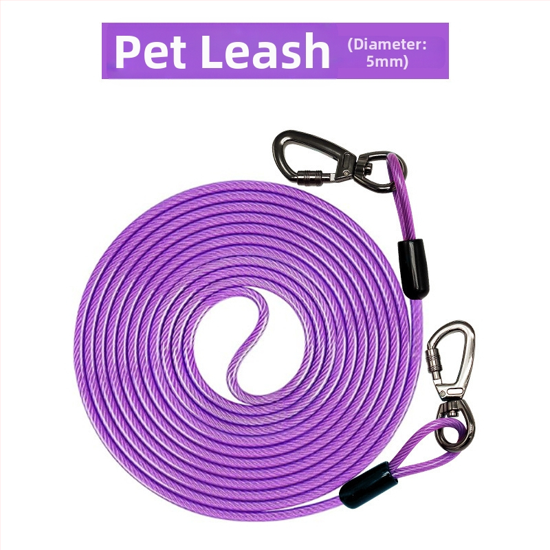 Lemmikloomade terastraadist jalutusrihm hammustusvastane veojõuköis pikendatud terastraadist koerarihm paksendatud 20 jala pikkune õuekoerarihm