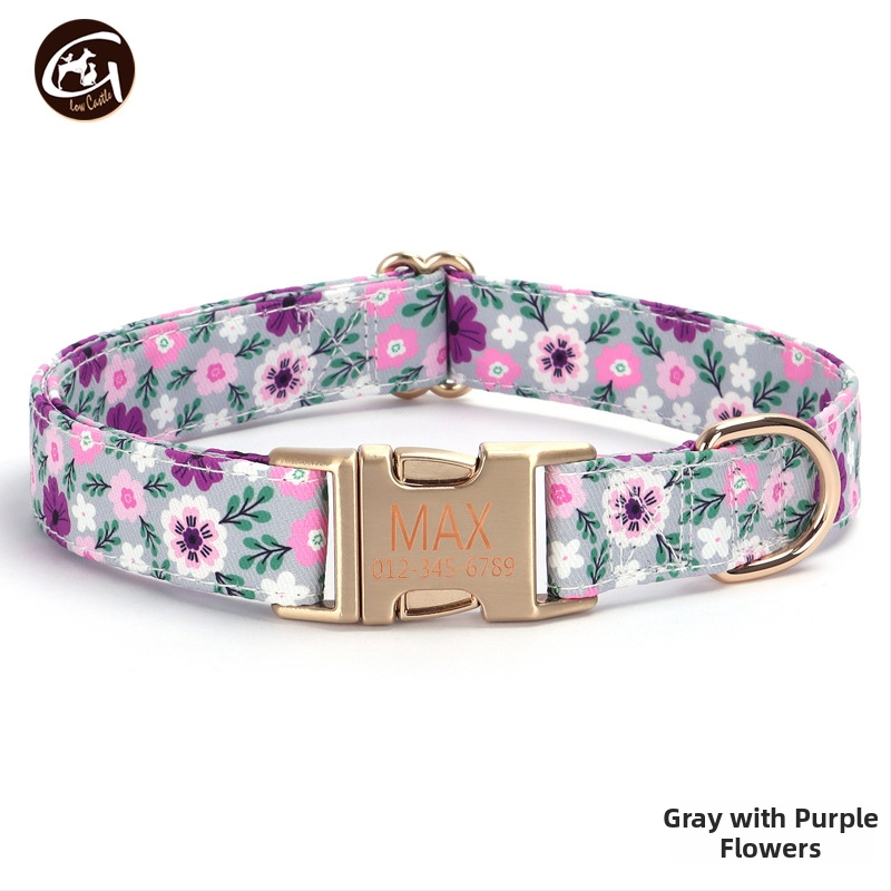 Uus kirjaga koerakaelarihm lilla roosa triibuga lemmikloomatarvete väliskaubanduse veojõuga koerakett madal kuldne pandla kiri