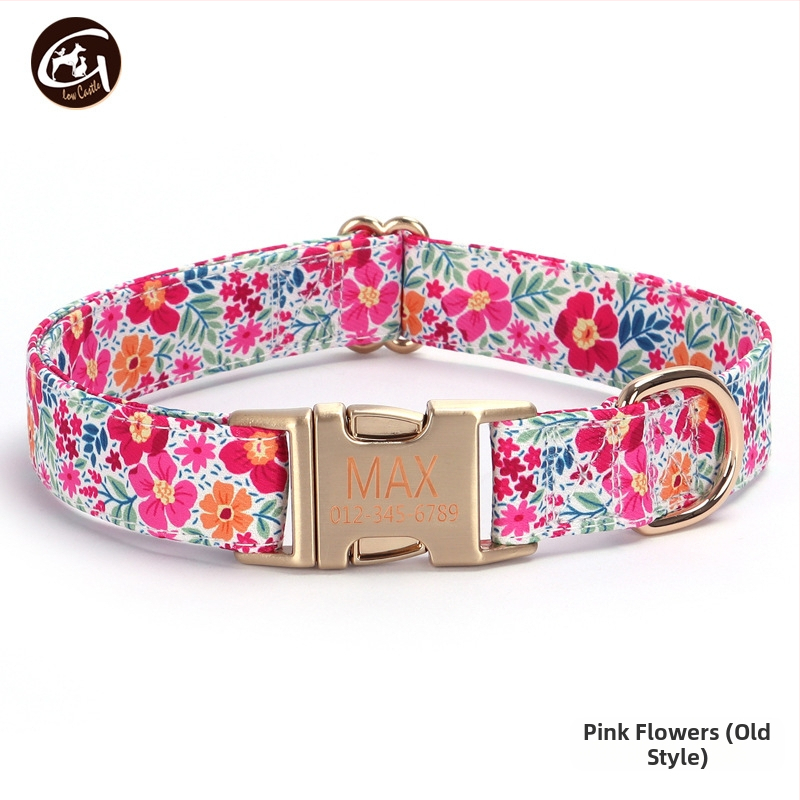 Uus kirjaga koerakaelarihm lilla roosa triibuga lemmikloomatarvete väliskaubanduse veojõuga koerakett madal kuldne pandla kiri