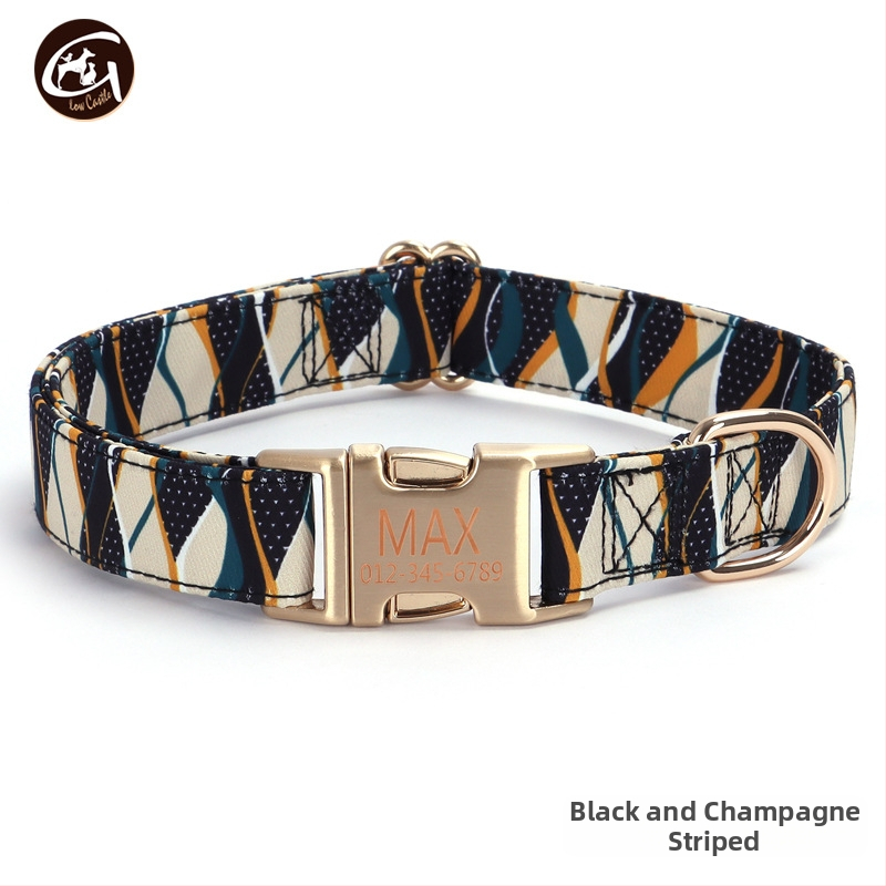 Uus kirjaga koerakaelarihm lilla roosa triibuga lemmikloomatarvete väliskaubanduse veojõuga koerakett madal kuldne pandla kiri