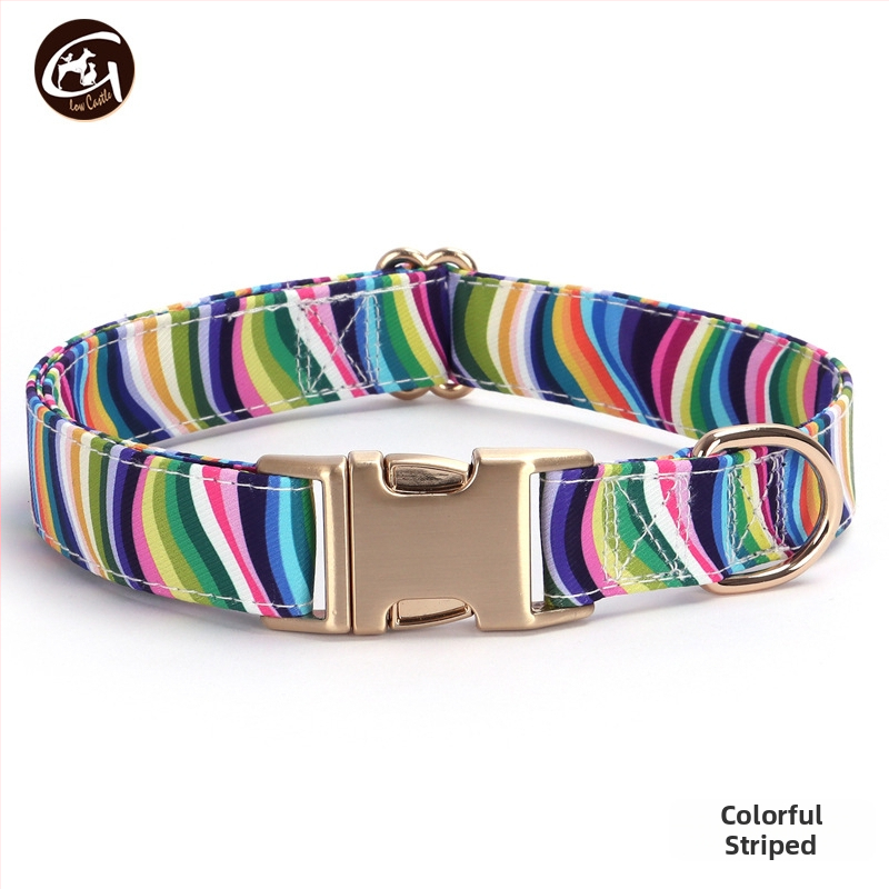 Uus kirjaga koerakaelarihm lilla roosa triibuga lemmikloomatarvete väliskaubanduse veojõuga koerakett madal kuldne pandla kiri