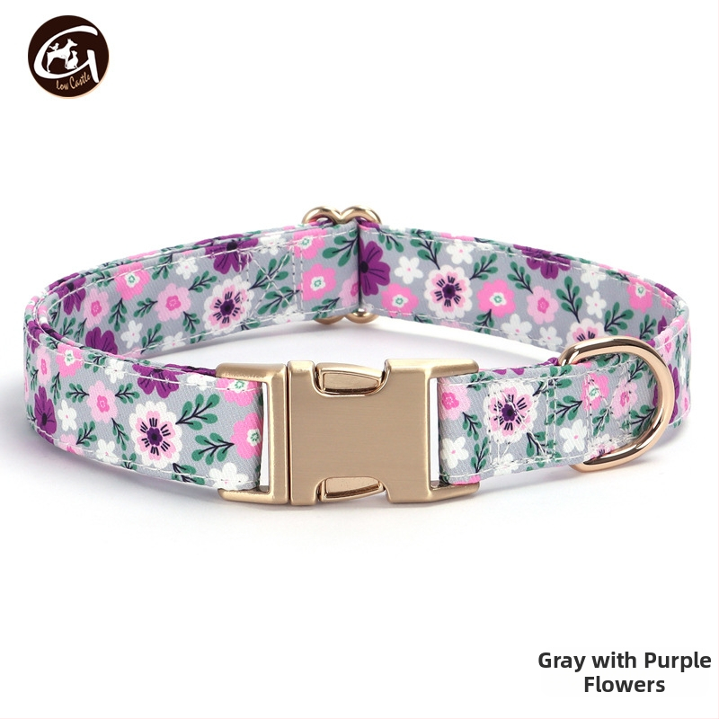 Uus kirjaga koerakaelarihm lilla roosa triibuga lemmikloomatarvete väliskaubanduse veojõuga koerakett madal kuldne pandla kiri