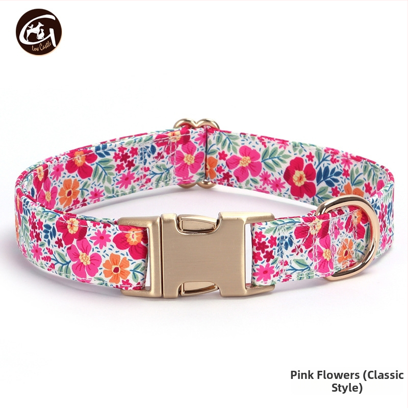 Uus kirjaga koerakaelarihm lilla roosa triibuga lemmikloomatarvete väliskaubanduse veojõuga koerakett madal kuldne pandla kiri