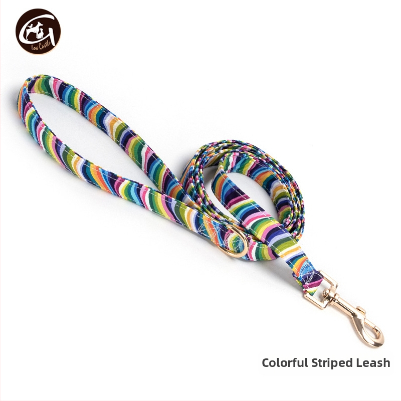 Uus kirjaga koerakaelarihm lilla roosa triibuga lemmikloomatarvete väliskaubanduse veojõuga koerakett madal kuldne pandla kiri