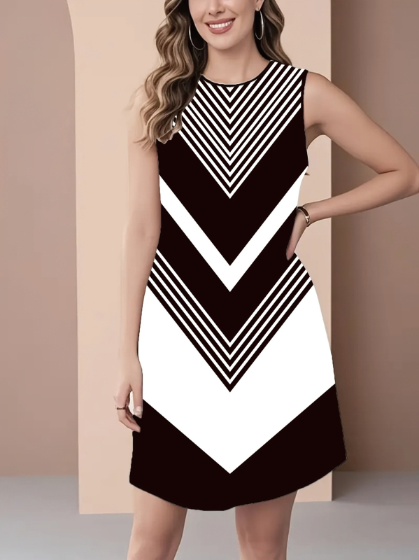 Euroopa ja Ameerika uus stiil 2025 uus mood trendikas vabaaja hingav ümara kaelusega vestiga kleit