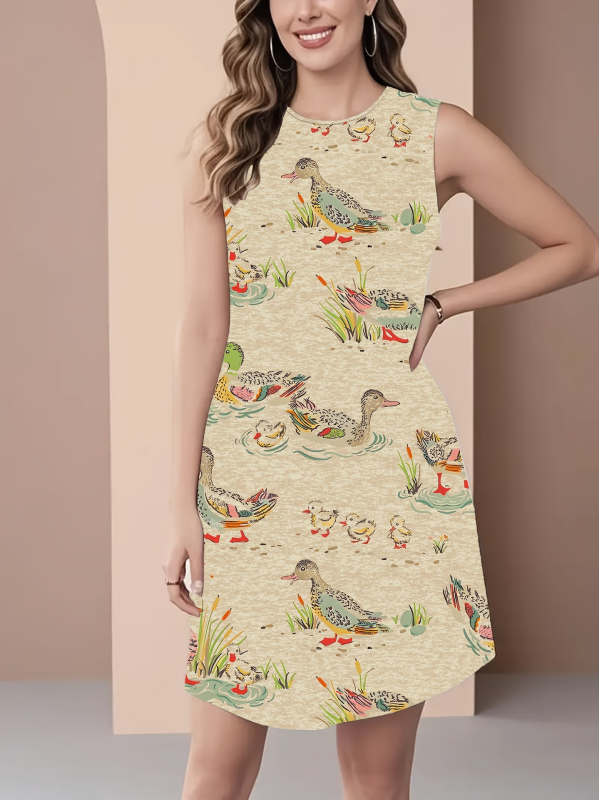 Euroopa ja Ameerika uus stiil 2025 uus mood trendikas vabaaja hingav ümara kaelusega vestiga kleit