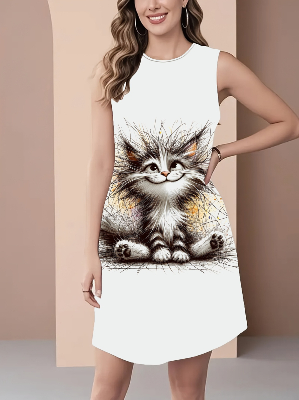 Euroopa ja Ameerika uus stiil 2025 uus mood trendikas vabaaja hingav ümara kaelusega vestiga kleit