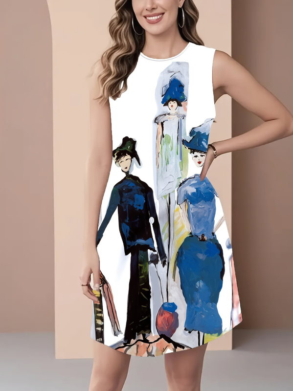 Euroopa ja Ameerika uus stiil 2025 uus mood trendikas vabaaja hingav ümara kaelusega vestiga kleit