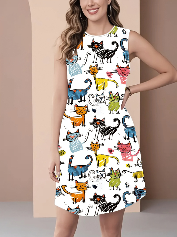 Euroopa ja Ameerika uus stiil 2025 uus mood trendikas vabaaja hingav ümara kaelusega vestiga kleit