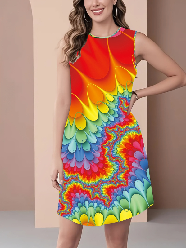 Euroopa ja Ameerika uus stiil 2025 uus mood trendikas vabaaja hingav ümara kaelusega vestiga kleit