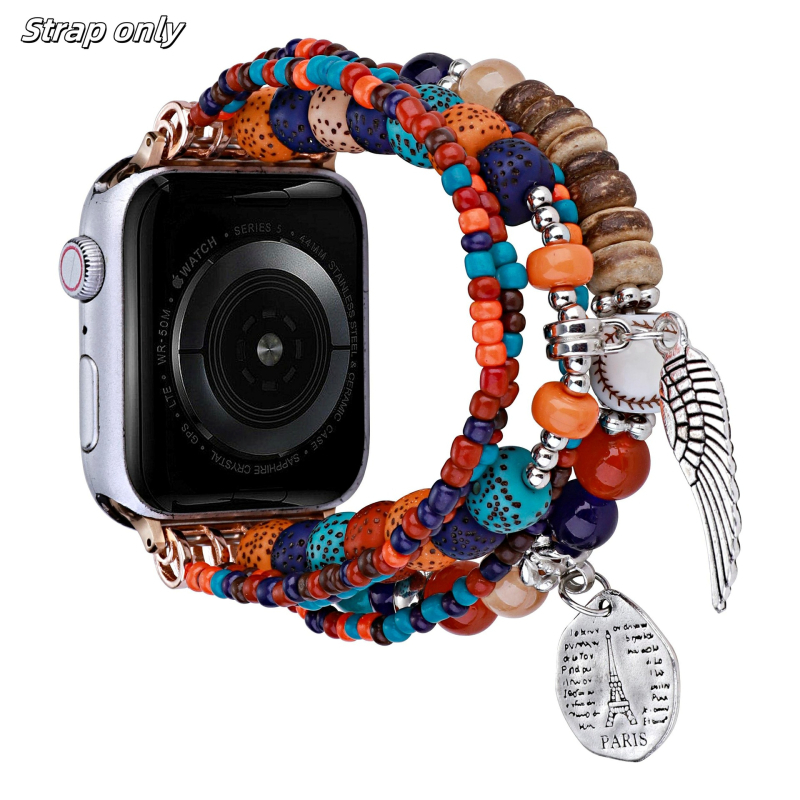 Sobib Apple Samsung Watchile. Täielik valik universaalseid boheemlaslikke kellarihmasid. Väliskaubanduse inventuuri helmestega metallist käevõru.