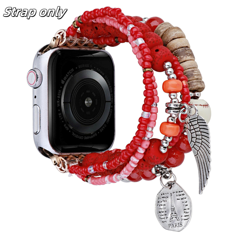 Sobib Apple Samsung Watchile. Täielik valik universaalseid boheemlaslikke kellarihmasid. Väliskaubanduse inventuuri helmestega metallist käevõru.