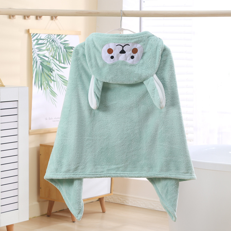 Vaikiškas rankšluostis su gobtuvu, sugeriantis kūdikiams skirtas chalatas su gobtuvu, koralinis flisas, vaikiškas rankšluostis