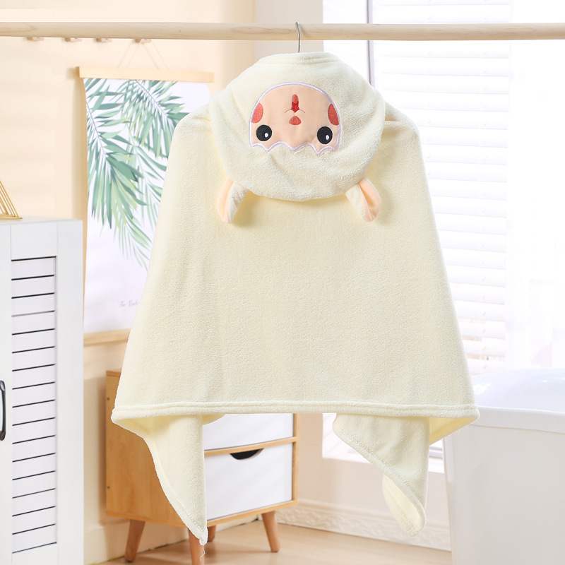 Vaikiškas rankšluostis su gobtuvu, sugeriantis kūdikiams skirtas chalatas su gobtuvu, koralinis flisas, vaikiškas rankšluostis