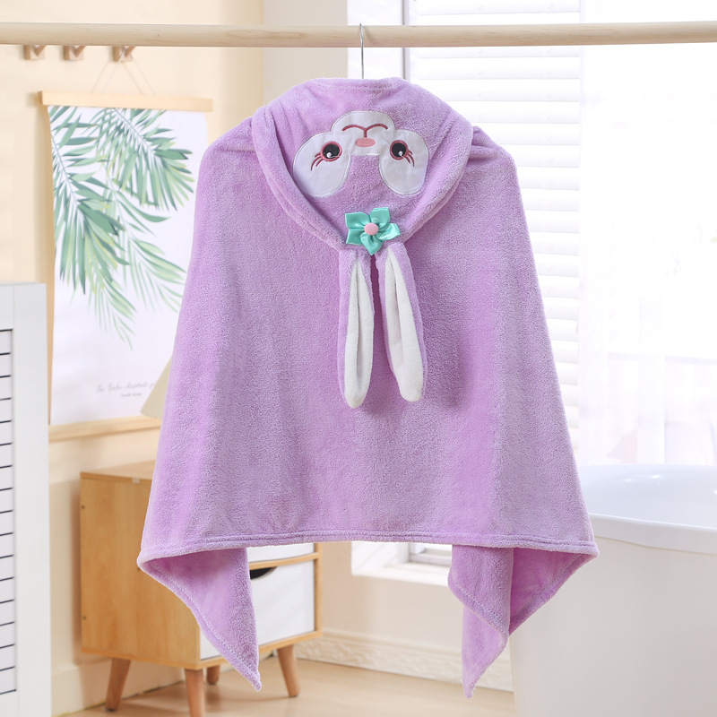 Vaikiškas rankšluostis su gobtuvu, sugeriantis kūdikiams skirtas chalatas su gobtuvu, koralinis flisas, vaikiškas rankšluostis