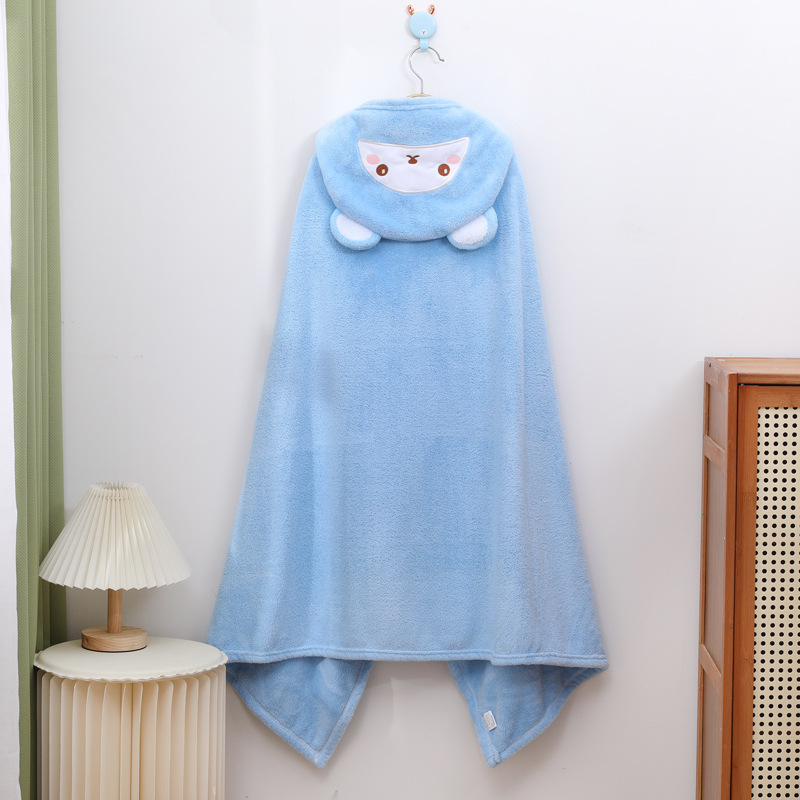 Vaikiškas rankšluostis su gobtuvu, sugeriantis kūdikiams skirtas chalatas su gobtuvu, koralinis flisas, vaikiškas rankšluostis