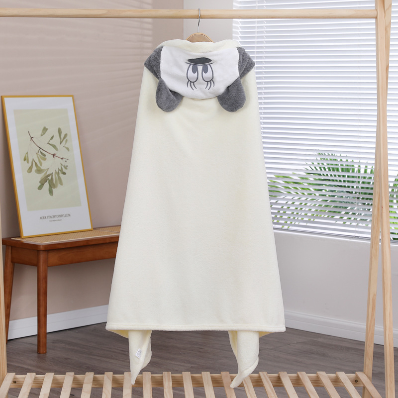 Vaikiškas rankšluostis su gobtuvu, sugeriantis kūdikiams skirtas chalatas su gobtuvu, koralinis flisas, vaikiškas rankšluostis