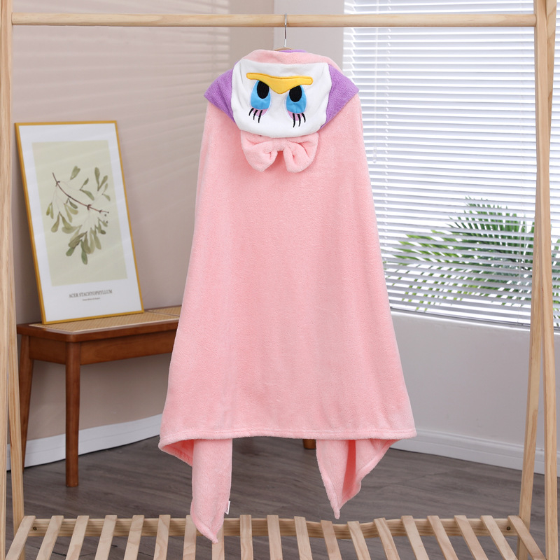 Vaikiškas rankšluostis su gobtuvu, sugeriantis kūdikiams skirtas chalatas su gobtuvu, koralinis flisas, vaikiškas rankšluostis