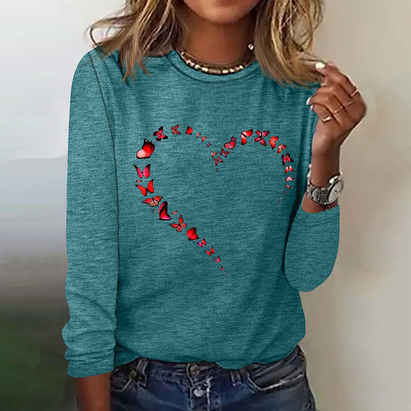 2024. aasta Amazon Independent Stationi naiste pikkade varrukatega T-särk, uus 3D-prinditud loodusliku maastikuga crewneck-kaelusega pikkade varrukatega lahtine T-särk naistele