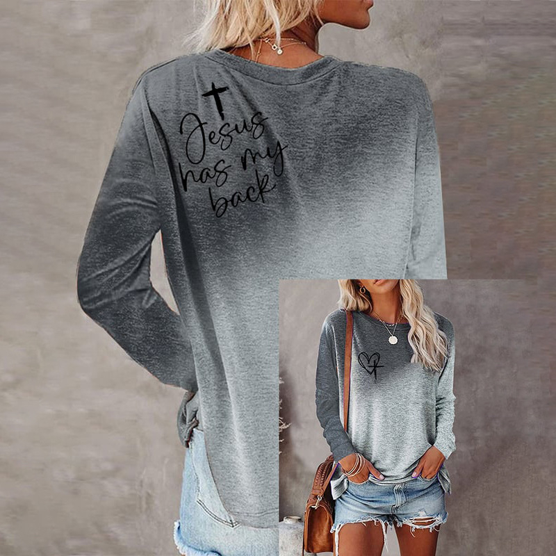 2024. aasta Amazon Independent Stationi naiste pikkade varrukatega T-särk, uus 3D-prinditud loodusliku maastikuga crewneck-kaelusega pikkade varrukatega lahtine T-särk naistele