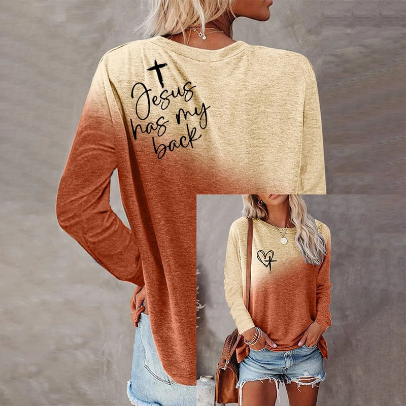 2024. aasta Amazon Independent Stationi naiste pikkade varrukatega T-särk, uus 3D-prinditud loodusliku maastikuga crewneck-kaelusega pikkade varrukatega lahtine T-särk naistele