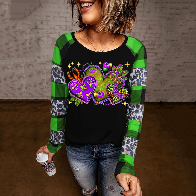 2024. aasta Amazon Independent Stationi naiste pikkade varrukatega T-särk, uus 3D-prinditud loodusliku maastikuga crewneck-kaelusega pikkade varrukatega lahtine T-särk naistele