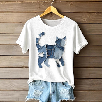 Κοντομάνικο T-shirt Δημοφιλές Export 2025 Εξαγωγές σε Ζεστές Πωλήσεις Ψηφιακή Εκτύπωση Γυναικείο Μπλούζα με Στρογγυλή Λαιμόκοψη Χονδρική D-Made Ξεκινώντας από Ολόσωμο