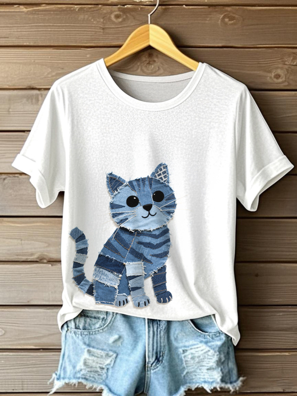 Lühikeste varrukatega T-särk, populaarne eksport 2025. aastal, kuum müük, digitaaltrükiga naiste ümara kaelusega pluus, hulgimüük, D-valmistatud alates ühest tükist