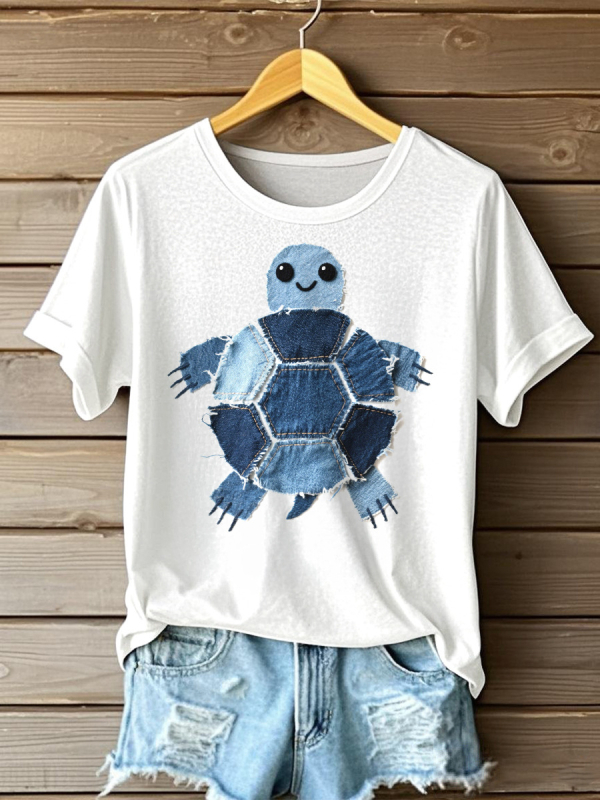 Lühikeste varrukatega T-särk, populaarne eksport 2025. aastal, kuum müük, digitaaltrükiga naiste ümara kaelusega pluus, hulgimüük, D-valmistatud alates ühest tükist