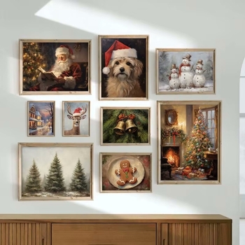 Vintage talvine jõuluvana piiriülene kuummüük Ameerika plekkmaali kunstiteos koduplakat jõulude dekoratiivmaaling